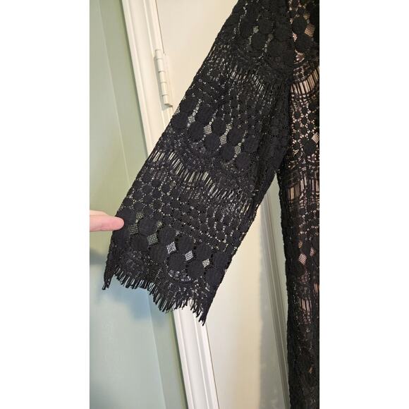 Jessica Howard Womens 16 Sheath Dress Scalloped Black Lace Overlay 3/4 Sleeves - Picture 4 of 8